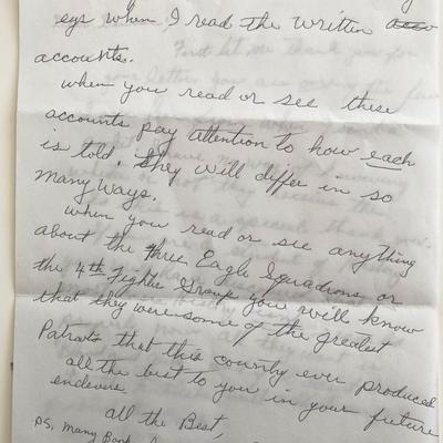 WWII Roy Evans Signed Hand Written Note