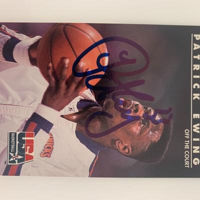 Patrick Ewing signed basketball card