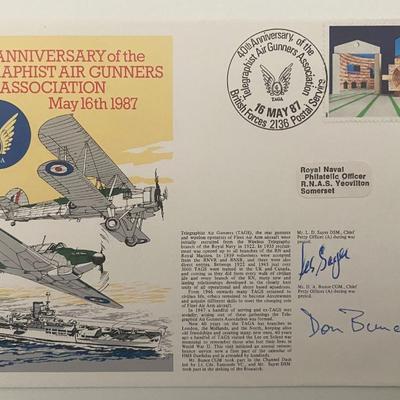 WWII 1987 Telegraphist Air Gunners signed 40th Anniversary cover