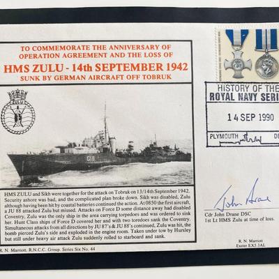 John Drane Signed HMS Zulu Commemorative Cover