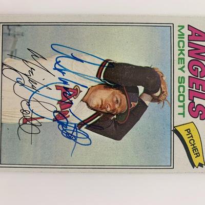 Mickey Scott signed baseball card