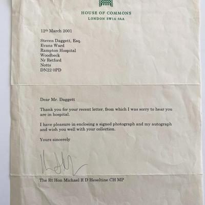 British Parliament Michael Heseltine MP signed letter