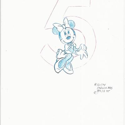 Disney Minnie Mouse original hand drawn art for Parker Bros. Hasbro Crazy 8's card game