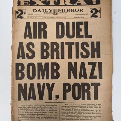 Daily Mirror 1939 Vintage Newspaper