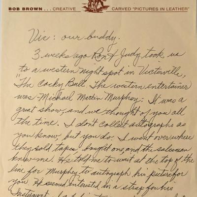 Bob Brown signed letter