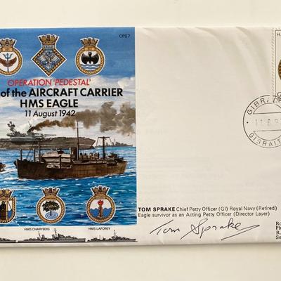 WWII HMS Eagle Operation Pedestal Tom Sprake Signed Commemorative Cover