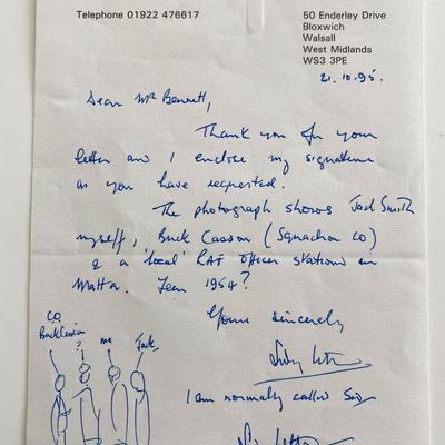 WWII Signed Note and Sketch