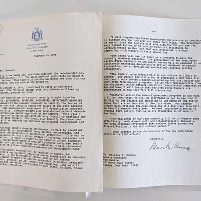 Mario Matthew Cuomo signed letter