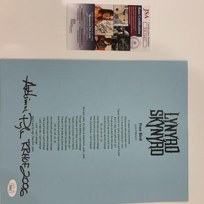 Lynyrd Skynyrd signed Artimus Pyle Freebird lyrics