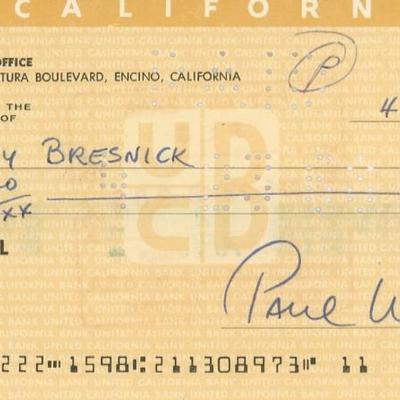 Paul Winchell signed check
