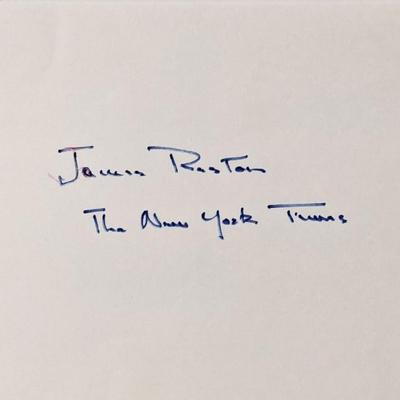 N.Y. Times reporter James Reston autograph