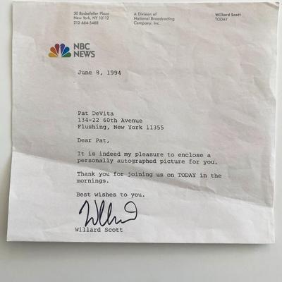 NBC Willard Scott signed letter