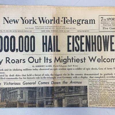 New York World - Telegram Original 1945 Vintage Newspaper