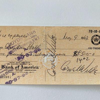 Cornel Wilde signed check