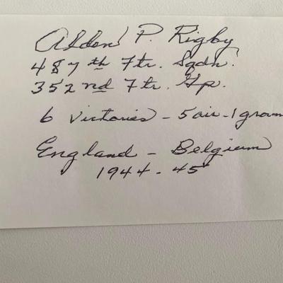 Alden P. Rigby signed note