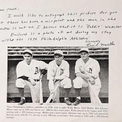 Major League Baseball Star Emil Mailho signed photo