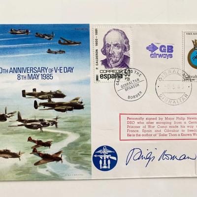 WWII 40th Anniversary of V-E Day Major Philip Newman Signed Commemorative Cover