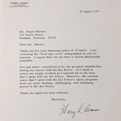 VP Harry L. Evans signed letter.