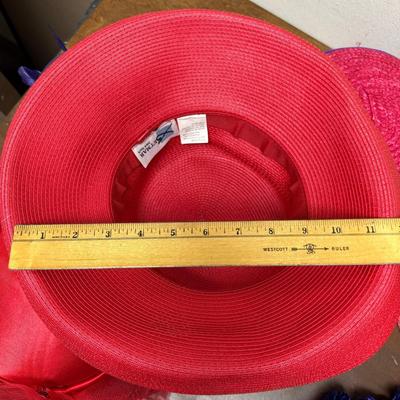 Women's Fashion Straw Hat Lot and Handbag Red Hat Society with purple