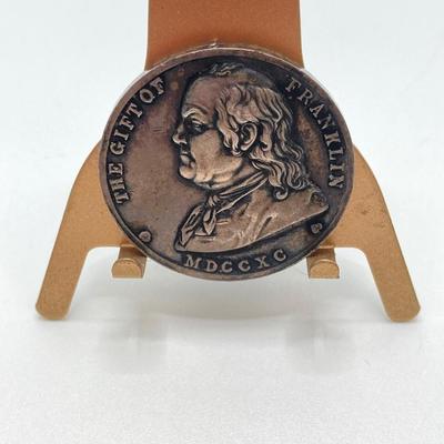 LOT 28: The Gift of Franklin Silver Medal / Coin, Benjamin Franklin Bronze Medal / Token and 200th Anniversary of The Saturday Evening...