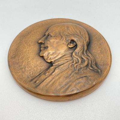 LOT 28: The Gift of Franklin Silver Medal / Coin, Benjamin Franklin Bronze Medal / Token and 200th Anniversary of The Saturday Evening...