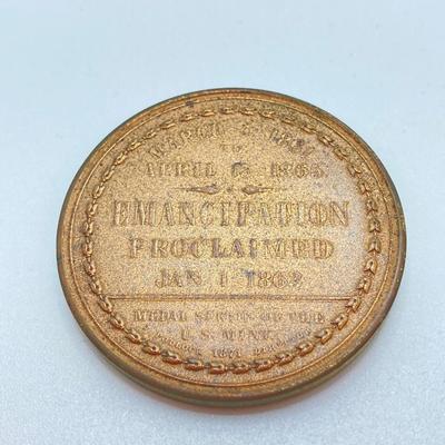 LOT 31: Abraham Lincoln Emancipation Proclamation Medal / Token, with Two CC Wright Collectible Medals / Tokens - (Winfield Scott and...