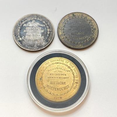 LOT 32:Collection of Vintage Bronze / Medal Tokens - Theodore Roosevelt, 1876 American Independence Commemorative 100th Anniversary and More