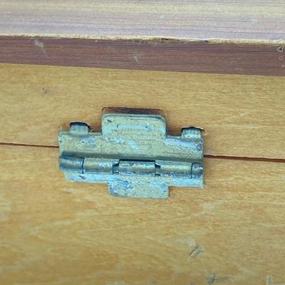 LOT 42: Vintage Cedar Box with Assorted Coins / Tokens