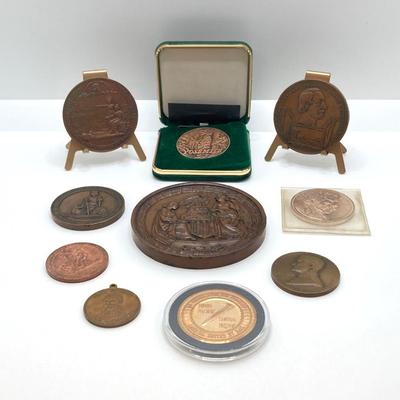 LOT 44: Collection of Vintage Explorers Metal Coins / Tokens - Christopher Columbus Exposition, Yosemite Centennial, Lewis and Clark and...