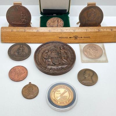LOT 44: Collection of Vintage Explorers Metal Coins / Tokens - Christopher Columbus Exposition, Yosemite Centennial, Lewis and Clark and...