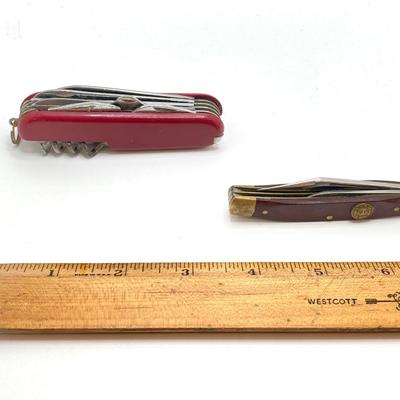 LOT 46: Vintage / Antique Collection - Knives, Coins, Toy Car, Sundial, Wallet, Wooden Token and Much More