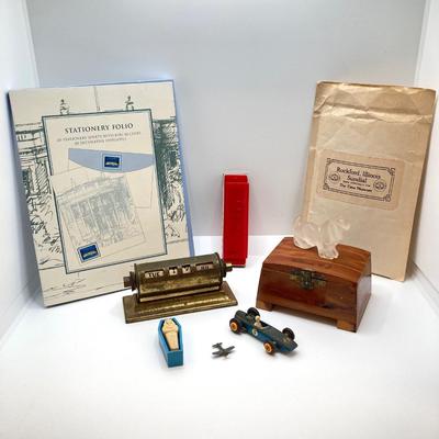 LOT 46: Vintage / Antique Collection - Knives, Coins, Toy Car, Sundial, Wallet, Wooden Token and Much More