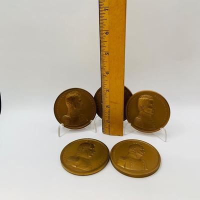 LOT 57: Bronze Tokens/Medals Featuring Military Leaders and More
