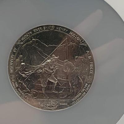 LOT 64: 1909 Aluminum ANS Medal - Hudson - Fulton Celebration NGC Graded