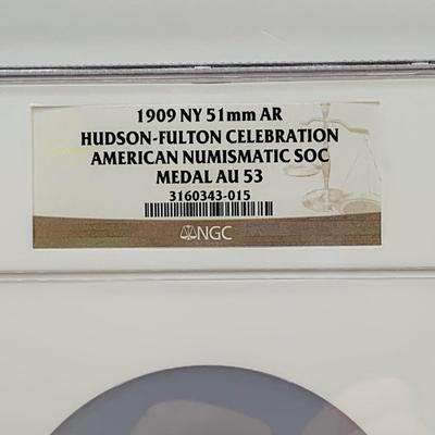 LOT 65: Graded 1909 Hudson - Fulton Medal In Case