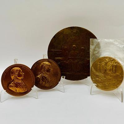 LOT 73: Collection of Bronze Tokens and Medals Including Hudson Fulton 1898 Medal