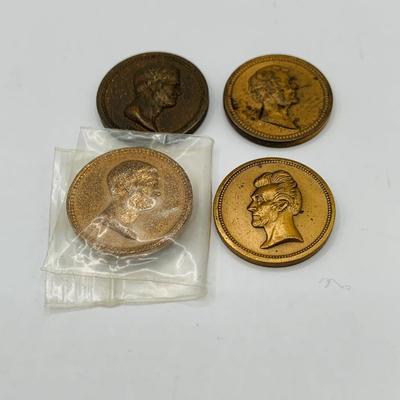 LOT 78: Collection of Washington and Lincoln Bronze and Metal Token/Medals