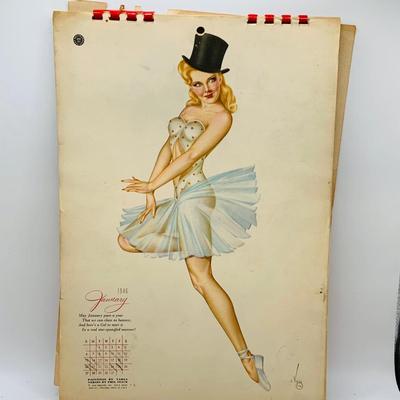 LOT 79: Collection of Vintage Pin-up Girl Posters, Julie London Calendar Girl 1956 Vinyl LP, and a Set of Venus De Milo Salt and Pepper...