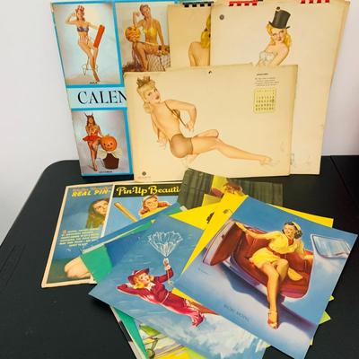 LOT 79: Collection of Vintage Pin-up Girl Posters, Julie London Calendar Girl 1956 Vinyl LP, and a Set of Venus De Milo Salt and Pepper...