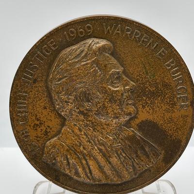 LOT 82: Bronze Metal Medallions: Harry S Truman, Franklin D Roosevelt, Warren Burger, Lydon B Johnson, Robert W Woolley