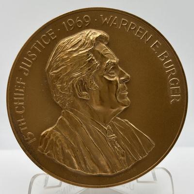 LOT 83: Collectible Bronze Metals Medallions: George Bush, Calvin Coolidge, Franklin D Roosevelt, Warren E Burger, Robert Woolley
