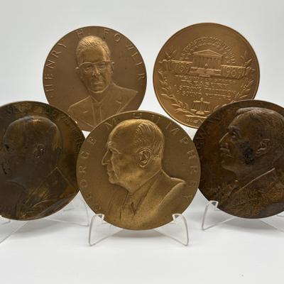 LOT 84: Collectible Bronze Metal Medallions: Henry H Fowler, US Treasury, Andrew W. Mellon, Henry Morgenthau Jr., George M Humphrey