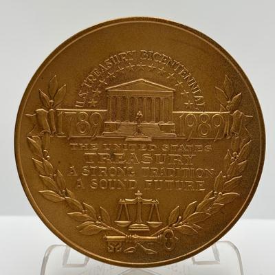 LOT 84: Collectible Bronze Metal Medallions: Henry H Fowler, US Treasury, Andrew W. Mellon, Henry Morgenthau Jr., George M Humphrey