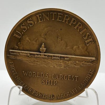 LOT 86: Bronze Metal Medallions: Ralph K Davies, Harold L Ickes, Philco 60th Anniversary, U.S.S. Enterprise, Dartmouth College, Wyeth Co,...