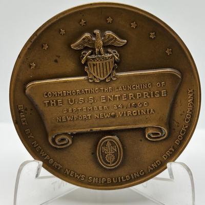 LOT 86: Bronze Metal Medallions: Ralph K Davies, Harold L Ickes, Philco 60th Anniversary, U.S.S. Enterprise, Dartmouth College, Wyeth Co,...
