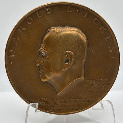 LOT 86: Bronze Metal Medallions: Ralph K Davies, Harold L Ickes, Philco 60th Anniversary, U.S.S. Enterprise, Dartmouth College, Wyeth Co,...