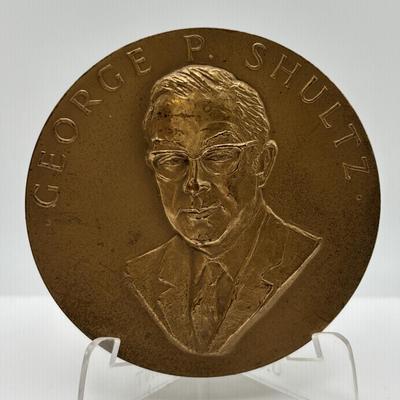LOT 87: Bronze Metal Medallions: Franklin D Roosevelt, Robert B Anderson, John W Snyder, Diamond Jubilee, George P Shultz