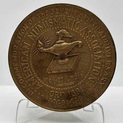 LOT 87: Bronze Metal Medallions: Franklin D Roosevelt, Robert B Anderson, John W Snyder, Diamond Jubilee, George P Shultz