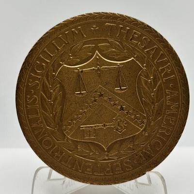 LOT 87: Bronze Metal Medallions: Franklin D Roosevelt, Robert B Anderson, John W Snyder, Diamond Jubilee, George P Shultz