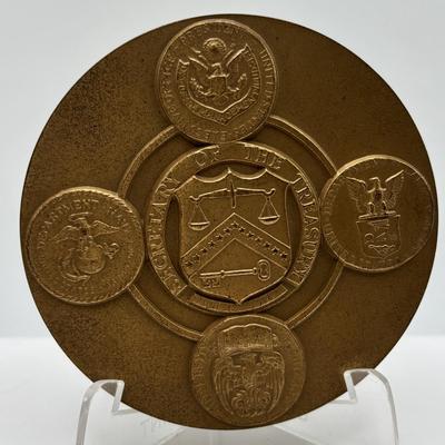 LOT 87: Bronze Metal Medallions: Franklin D Roosevelt, Robert B Anderson, John W Snyder, Diamond Jubilee, George P Shultz